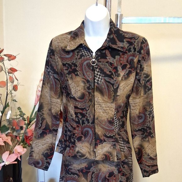Preowned Dino Women’s Blazer Multi Color Printed Jacket Spring Fall Jackets 8 M - Picture 4 of 10